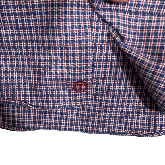 Twillory Untuck(able) Blue Red Appalachia Check Button Down Shirt - Picture 9 of 9
